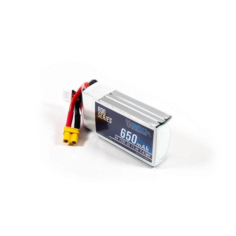 RDQ Series 11.4V 3S 650mAh 120C LiPo Whoop/Micro Battery - XT30 3 RDQ Series 11.4V 3S 650mAh 120C LiPo Whoop/Micro Battery - XT30