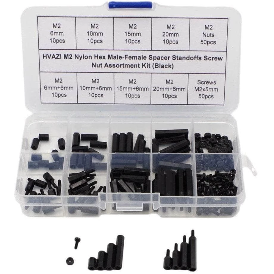 M2 Nylon Hex Male-Female Spacer Standoffs Screw Nut Assortment Kit (Black) For 2"/3" And 20x20 Rigs 7 M2 Nylon Hex Male-Female Spacer Standoffs Screw Nut Assortment Kit (Black) For 2"/3" And 20x20 Rigs - Image 5