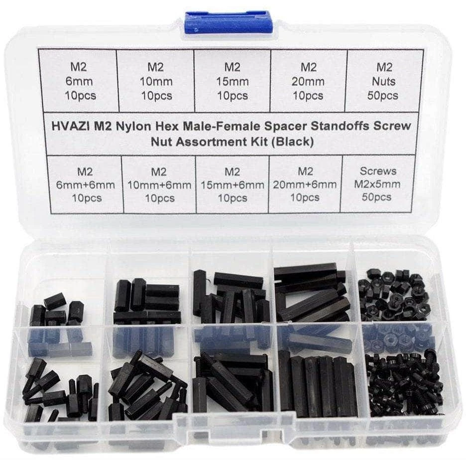 M2 Nylon Hex Male-Female Spacer Standoffs Screw Nut Assortment Kit (Black) For 2"/3" And 20x20 Rigs 3 M2 Nylon Hex Male-Female Spacer Standoffs Screw Nut Assortment Kit (Black) For 2"/3" And 20x20 Rigs