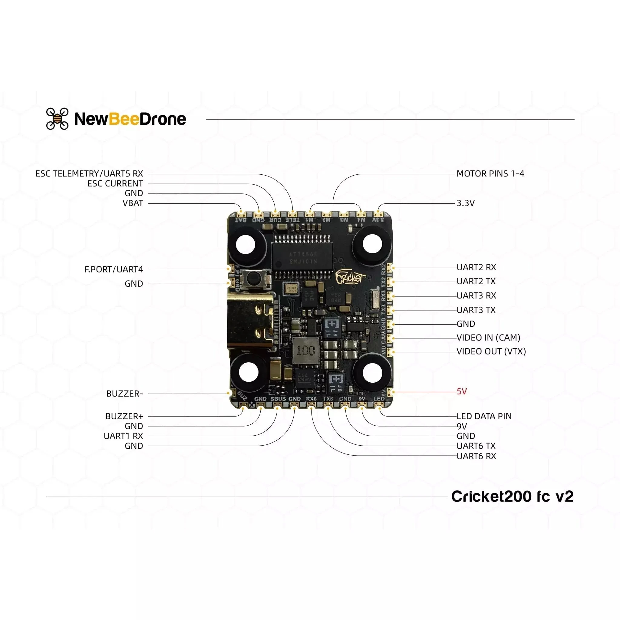 NewBeeDrone Cricket200 V2 F722 3-6S 20x20 Dual BMI270 Flight Controller 8 NewBeeDrone Cricket200 V2 F722 3-6S 20x20 Dual BMI270 Flight Controller - Image 6