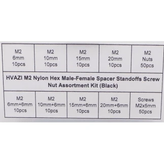 M2 Nylon Hex Male-Female Spacer Standoffs Screw Nut Assortment Kit (Black) For 2"/3" And 20x20 Rigs 4 M2 Nylon Hex Male-Female Spacer Standoffs Screw Nut Assortment Kit (Black) For 2"/3" And 20x20 Rigs - Image 2