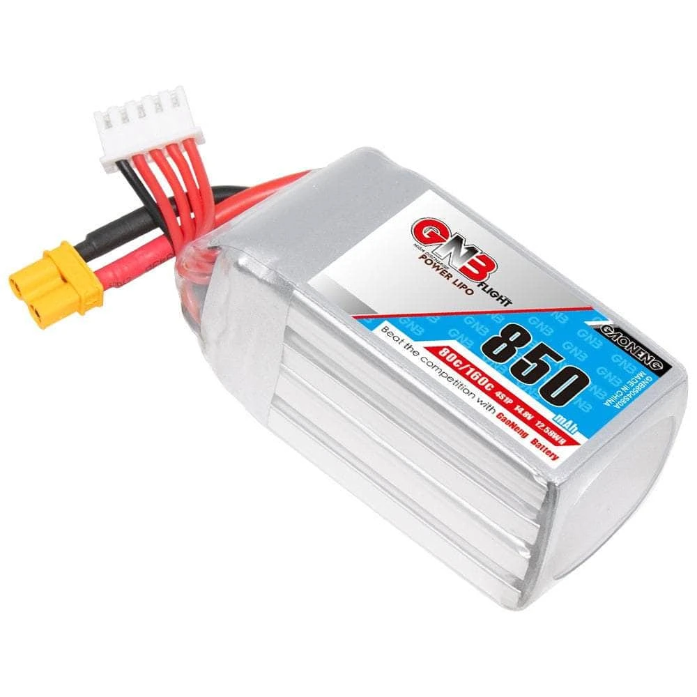 Gaoneng GNB 14.8V 4S 850mAh 80C LiPo Micro Battery (Square Type) - XT30 3 Gaoneng GNB 14.8V 4S 850mAh 80C LiPo Micro Battery (Square Type) - XT30