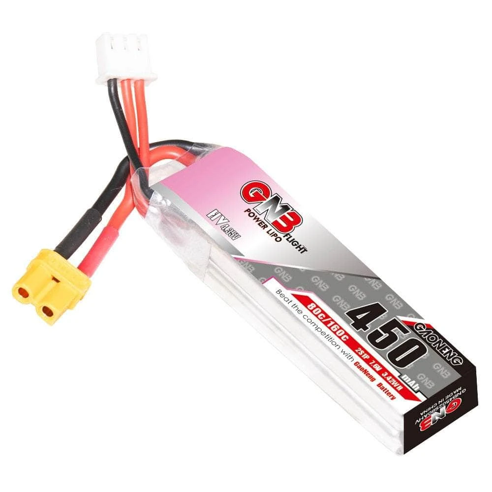 Gaoneng GNB 7.6V 2S 450mAh 80C LiHV Micro Battery (Long Type) - XT30 4 Gaoneng GNB 7.6V 2S 450mAh 80C LiHV Micro Battery (Long Type) - XT30 - Image 2